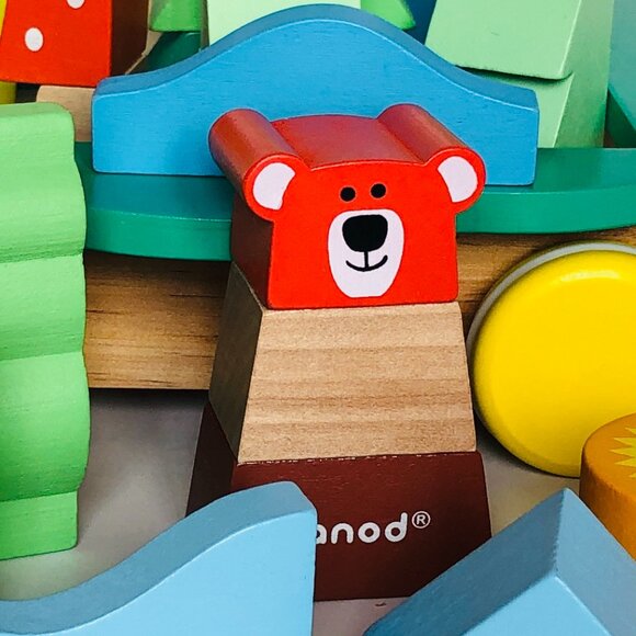 Janod Wooden Trolley with Blocks Pull Along Toy Brand New For Age 1+ - Picture 9 of 15